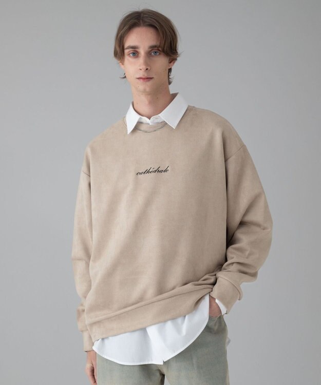 WEGO 【ユニセックス着用ITEM/2点SET/MLサイズ展開】アクセ付きフェイクスウェードプルオーバー ライトベージュ