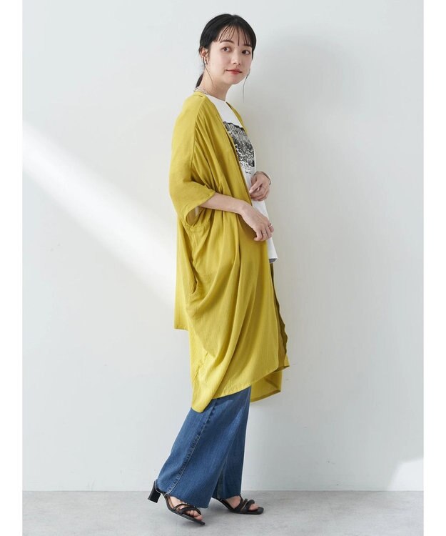 earth music&ecology レーヨンビッグシャツチュニック Yellow