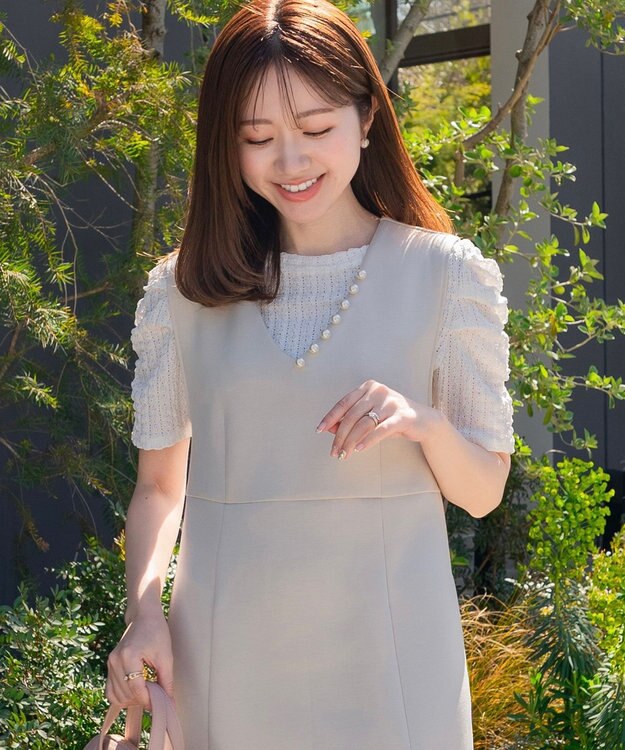 Feroux 【洗える】パワショル トップス ホワイト系