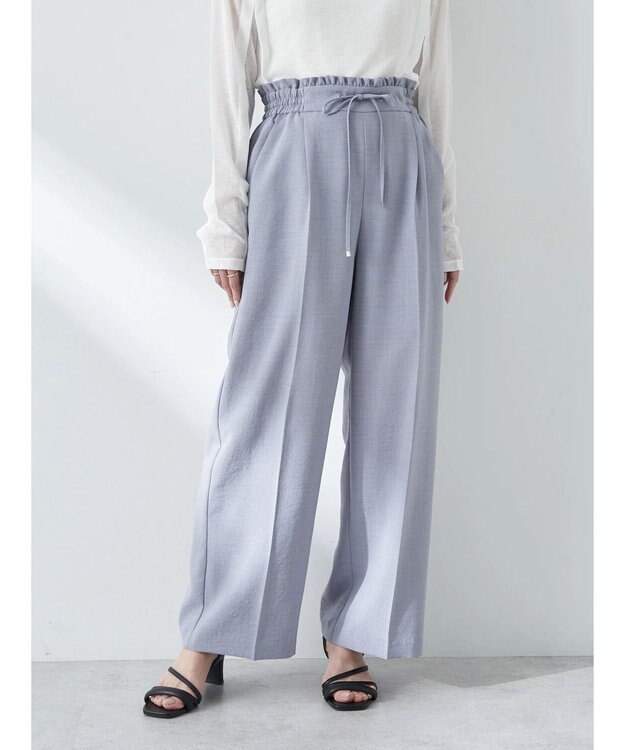 earth music&ecology リネンライクワイドパンツ Grayish Blue