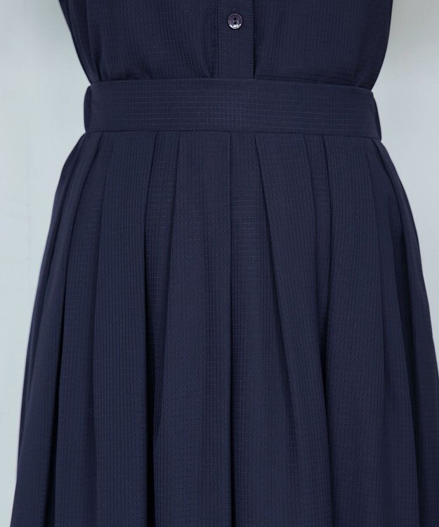 Tiaclasse L 【セットアップ対応・洗える】シアーチェックフレアスカート ネイビー