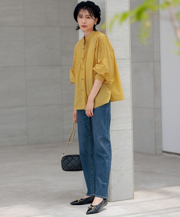 23区 S ナイロンコットンポプリン ボリュームスリーブ ブラウス イエロー系