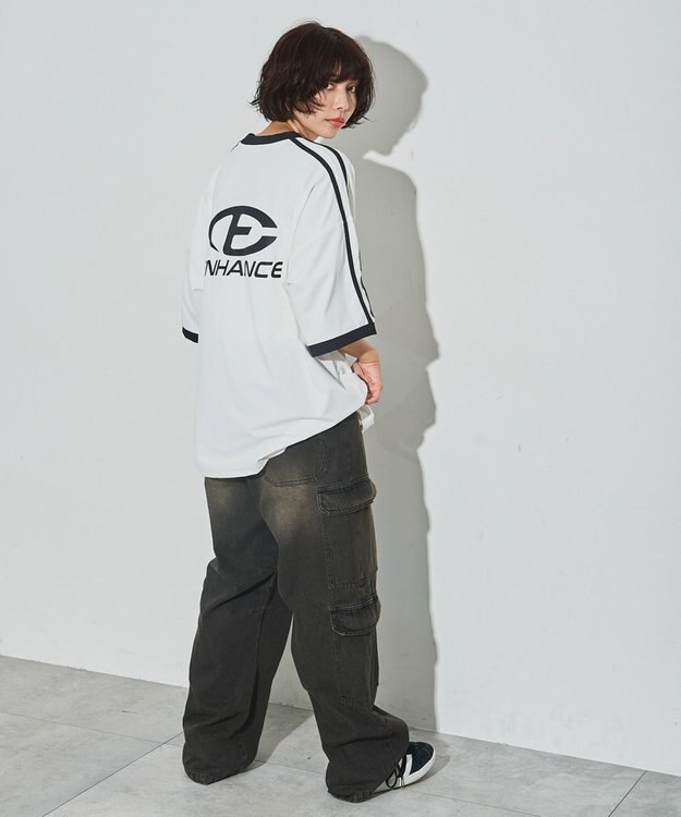 WEGO 【ユニセックス着用ITEM/MLサイズ展開】バックロゴラインリンガーT ホワイト