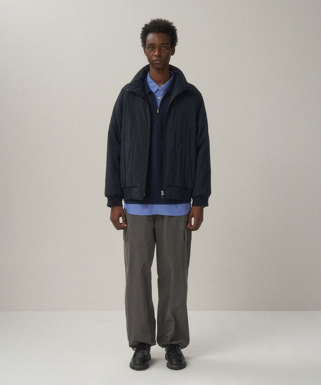 ATON MAT AIRY NYLON | ウールパテッドスタンドジャケット - UNISEX NAVY