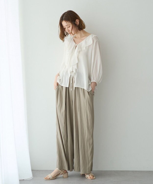 YECCA VECCA 【UVカット/遮熱/接触冷感】COOLタックワイドパンツ Gray Beige