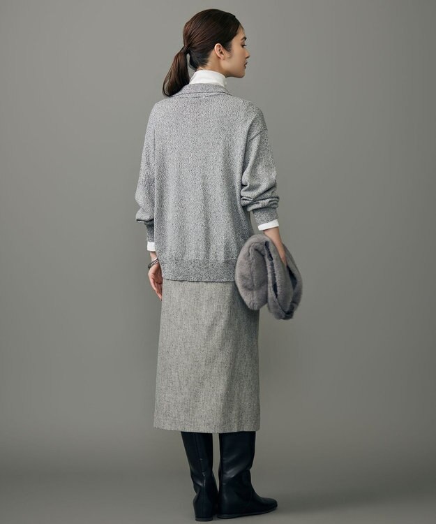 自由区 S ペーパーウールコットン襟付き ニット グレー系