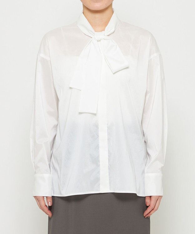 uncrave シルクライクタフタ ボウタイブラウス オフ