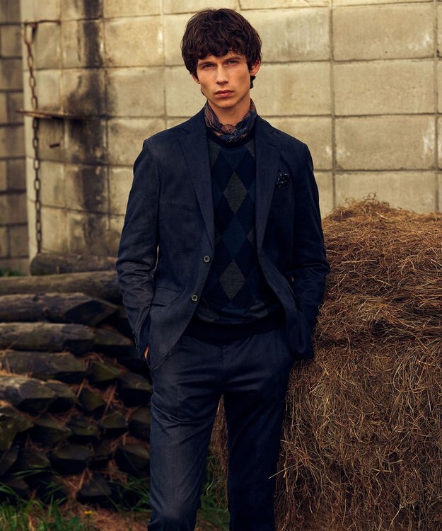 JOSEPH ABBOUD 【ストレッチ/スウェードタッチ/JAPAN素材】 ストレッチスウェード パンツ ネイビー系