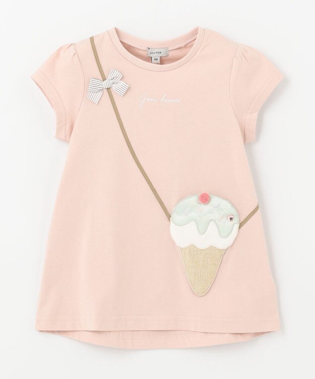 ANY KIDS 接触冷感ポシェットTシャツ ピンク×アイス