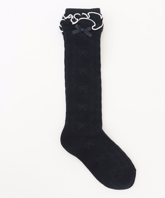 ANY KIDS リボンジャガード　ハイソックス ネイビー