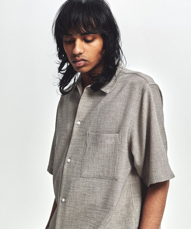 UNFILO MENS リネンライク シャツ グレー