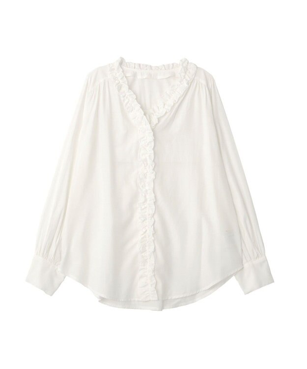 YECCA VECCA フリルVネックブラウス White