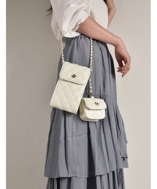 LA BAGAGERIE 【MONICA】キルティングマルチミニショルダー ホワイト