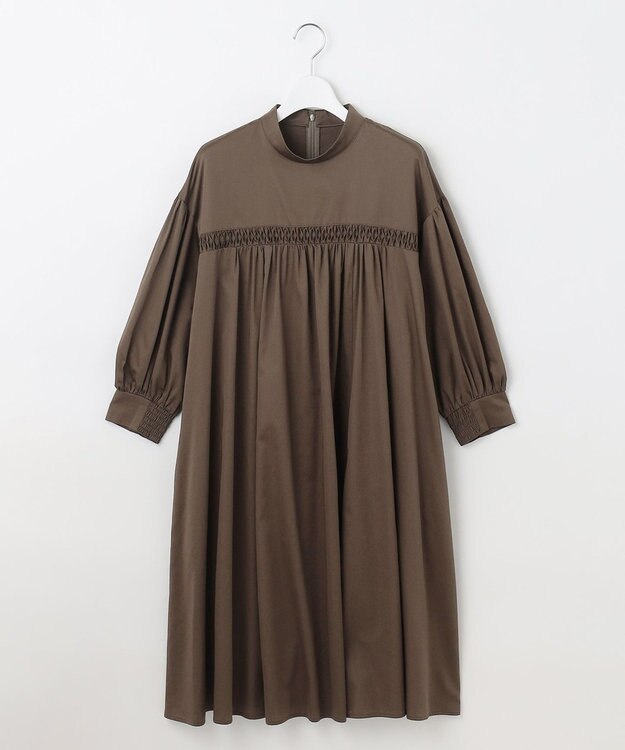 23区 【SLOW/一部店舗限定】ウォッシュドコットンサテン ワンピース ブラウン系