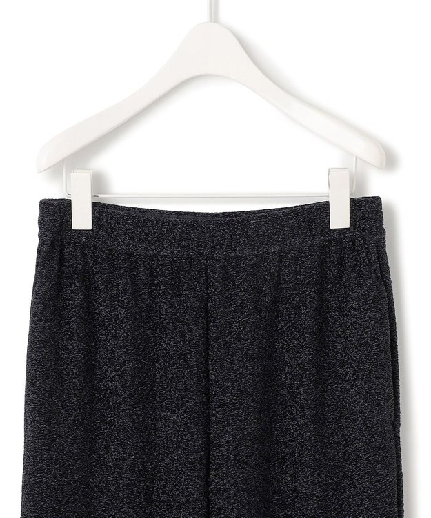 ICB L 【洗える】 シャイニーラメジャガード セミワイドパンツ ブラック系