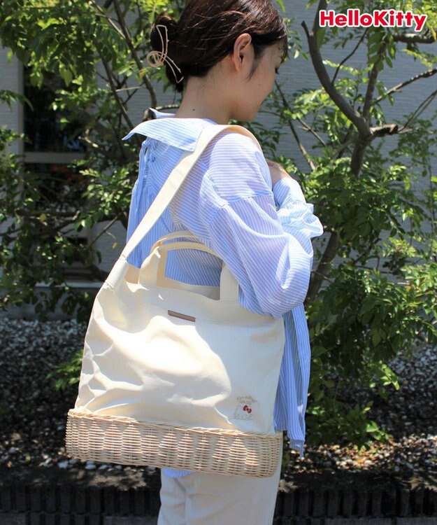 ROOTOTE 8365【サンリオ:カゴバッグ】IP.ミディアム2way.スロース.ハローキティ-A 01：アイボリー