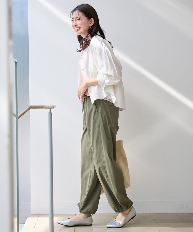 ANY 【ウエストゴム】撥水ナイロンベイカーパンツ カーキ