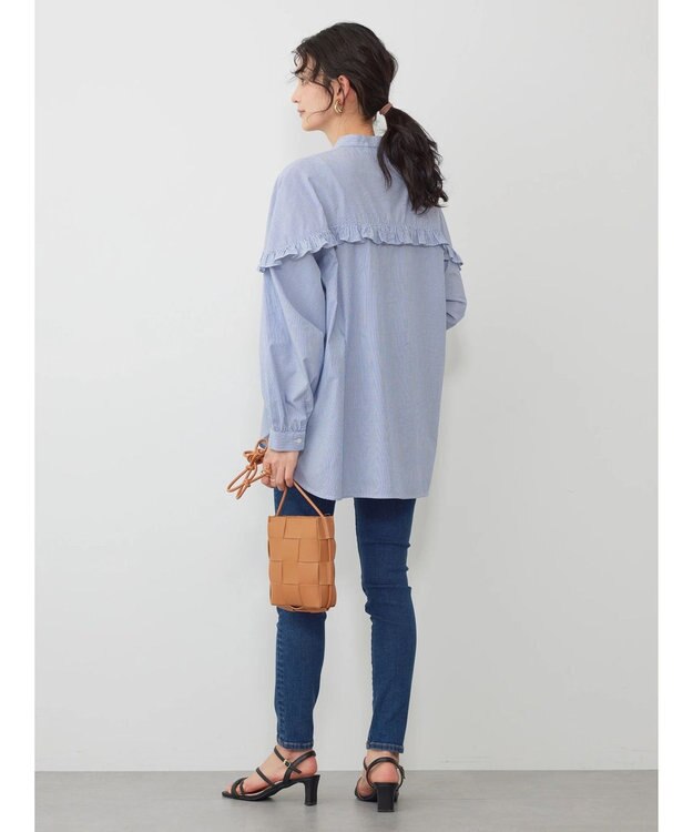 AMERICAN HOLIC フリルバンドカラーシャツ Stripe