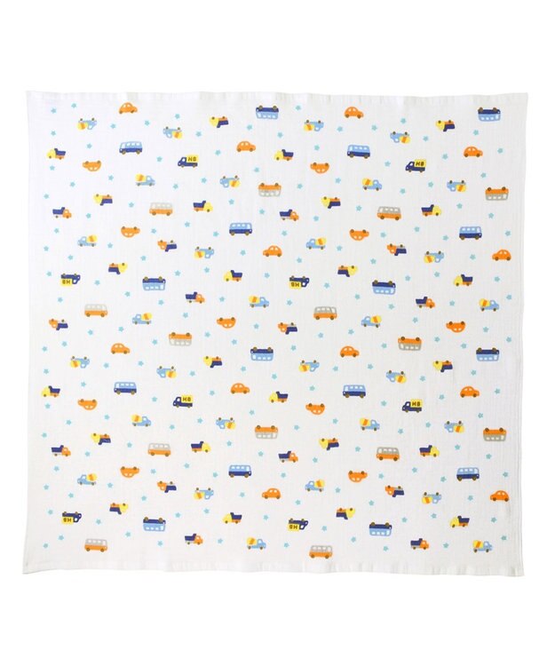 MIKI HOUSE HOT BISCUITS ガーゼバスタオル 白×ブルー