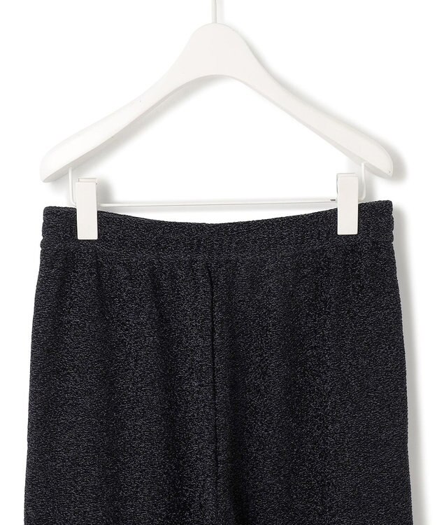 ICB L 【洗える】 シャイニーラメジャガード セミワイドパンツ ブラック系