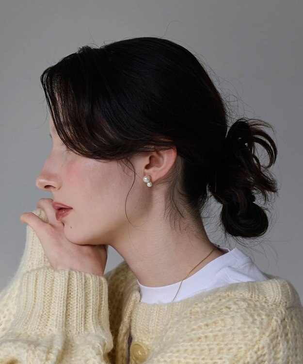 Phoebe 【金属アレルギー対応】ツインパールセラミックピアス ゴールド