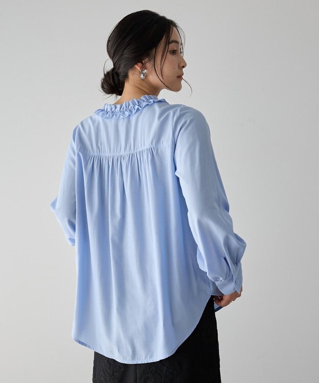 YECCA VECCA フリルVネックブラウス Blue
