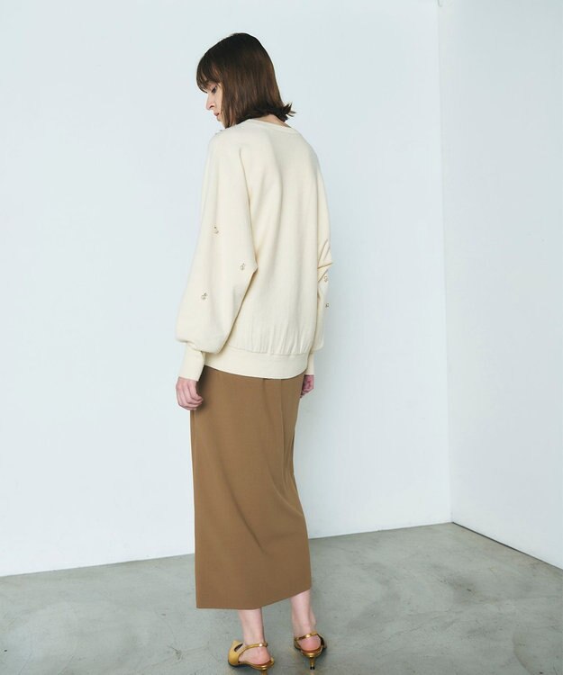 GRACE CONTINENTAL パールドットニットトップ ホワイト