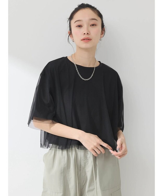 earth music&ecology チュールドッキングＴＥＥ Black