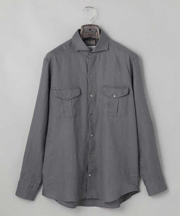 GOTAIRIKU ノルマンディリネン使用【洗える】カッタウェイカラー ソフトリネンシャツ グレー系