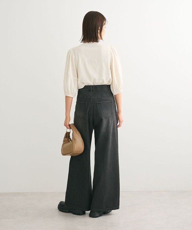 Green Parks ランタンスリーブ表面カットロゴプルオーバー Ecru