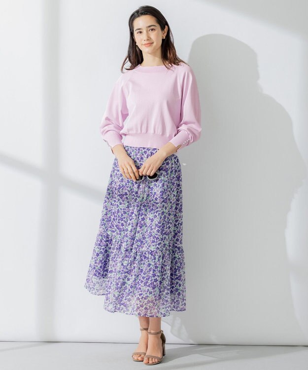 組曲 S 【パールボタン付】ブーケカラーリラクシー ニット ピンク系