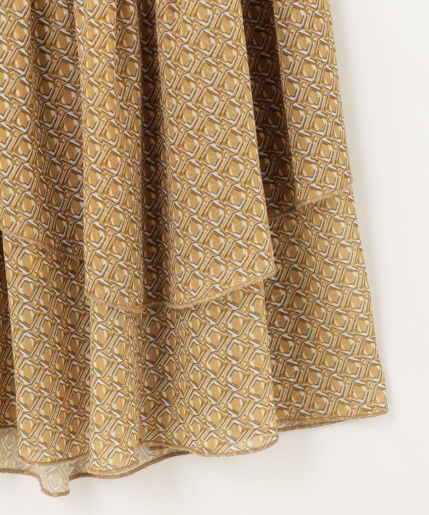 ANY SIS 【洗える】ティアードプリント スカート マスタード系