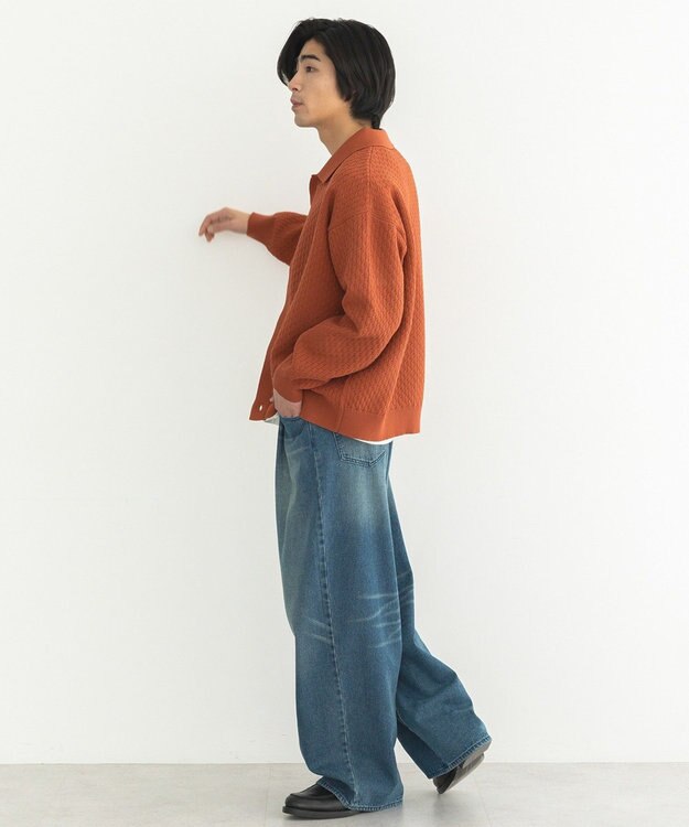 CRAFT STANDARD BOUTIQUE 柄編みニットシャツカーディガン Terracotta