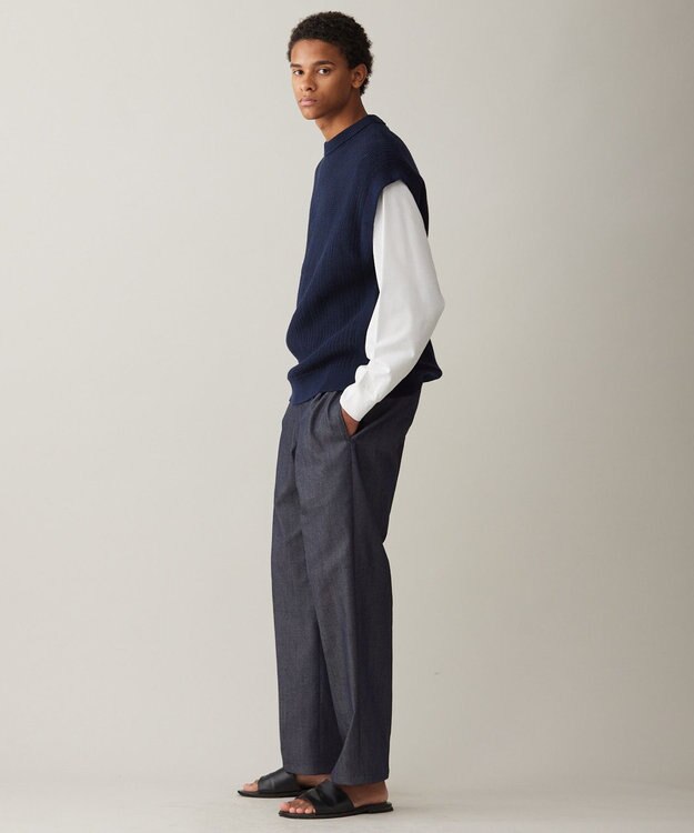 UNFILO MENS 【新色追加】FINE MOVE デニム タックパンツ [24年商品] ネイビー