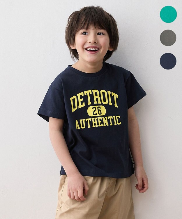 ANY KIDS ロゴプリント 半袖Tシャツ ネイビー