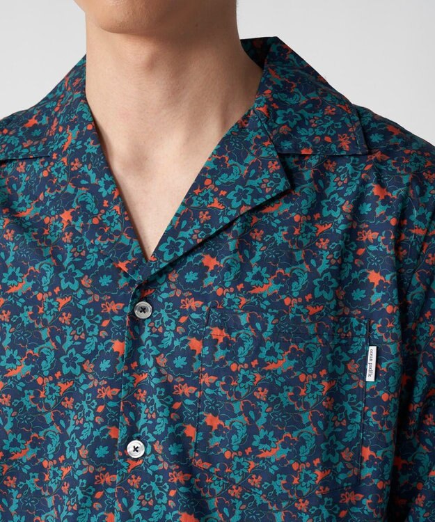OP／FILA 【Ocean Pacific】プリント長袖オープンネックシャツ ネイビー