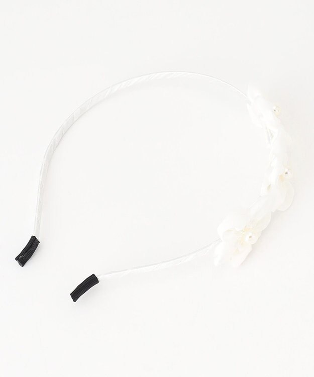 ANY KIDS シフォンパール×お花 キッズカチューシャ オフホワイト