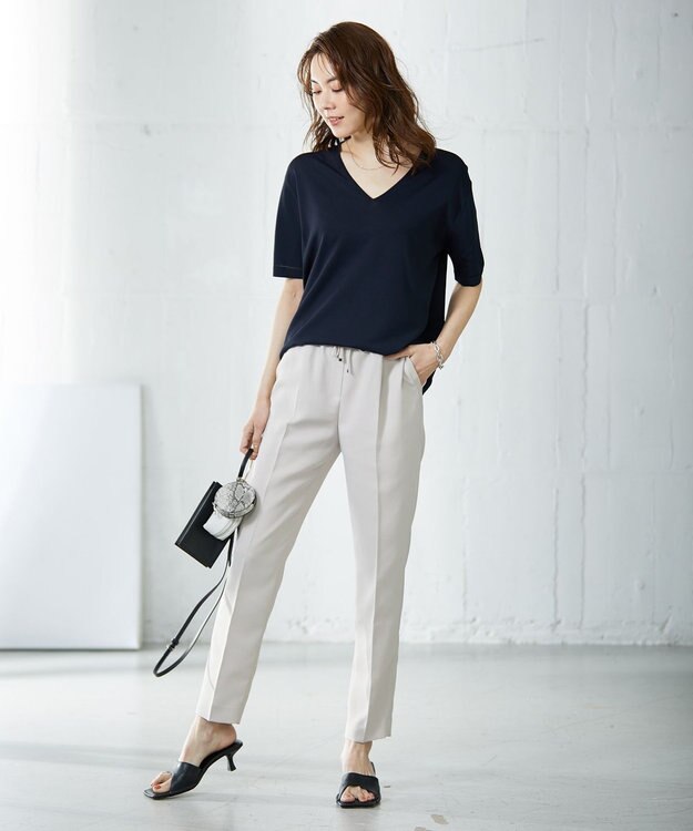 ICB L 【新色追加・洗える】 FluidBackSatin ドロストパンツ トープ系