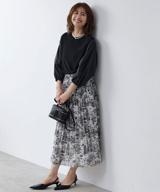 自由区 L 【カタログ掲載・洗える】ハイツイストコットンアセテート異素材コンビ トップス ブラック×ブラック