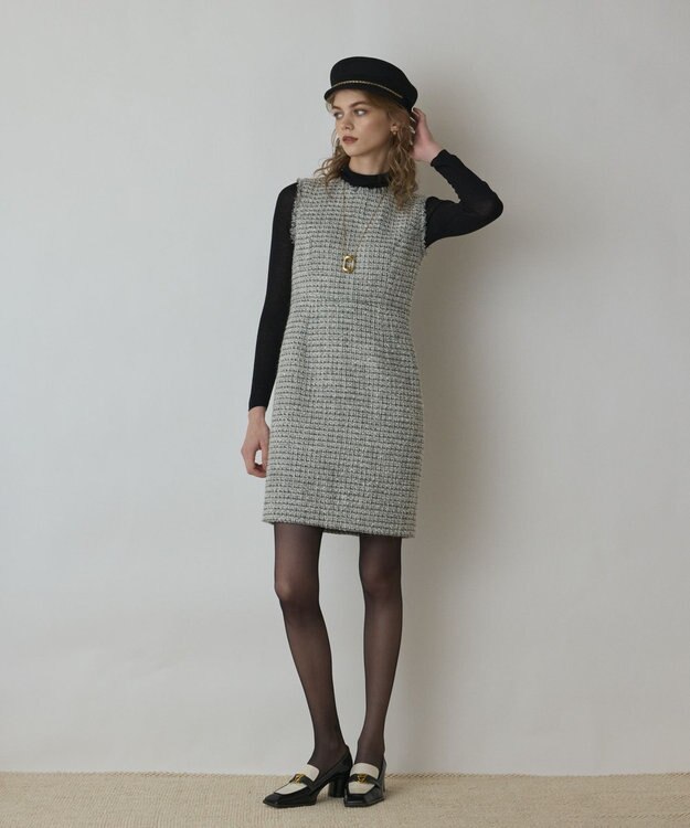 GRACE CONTINENTAL ツイードタイトワンピース ホワイト