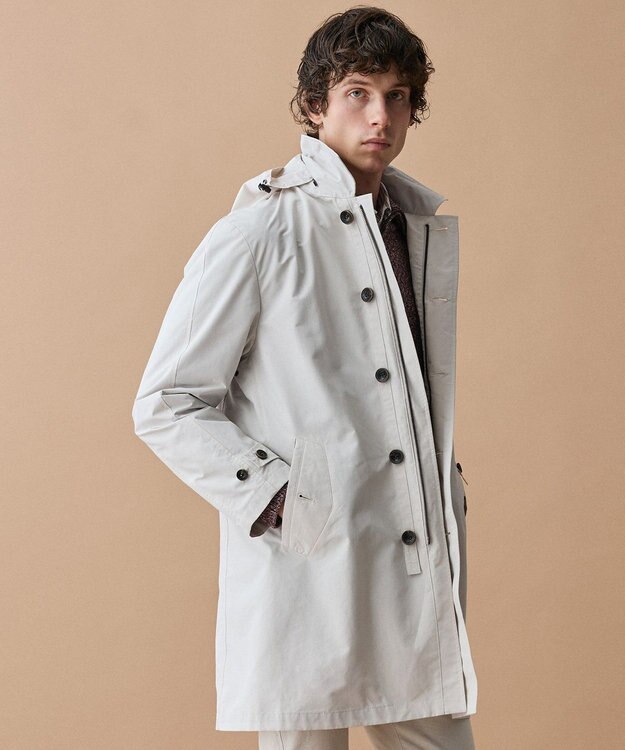 JOSEPH ABBOUD 【フード脱着仕様/JAPANファブリック/ECO撥水】ステンカラー コート アイボリー系
