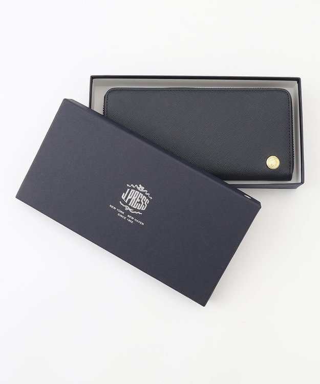 J.PRESS MEN 【MORPHO×J.PRESS】エンブレムボタン 長財布(ラウンドファスナー) ネイビー系