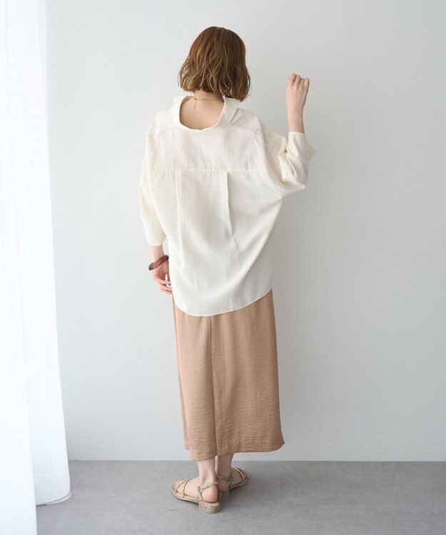 YECCA VECCA バルーン袖スキッパーシャツ Ivory