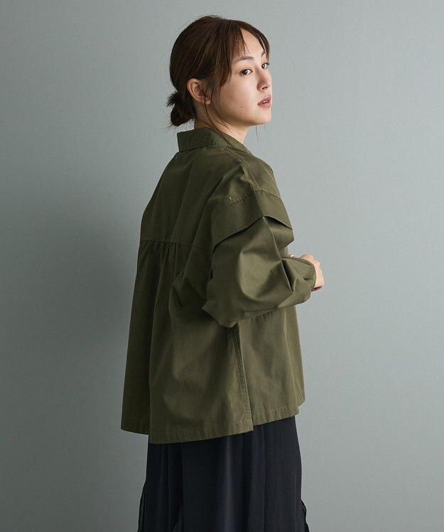 CRAFT STANDARD BOUTIQUE パネルデザインワイドシャツ Khaki