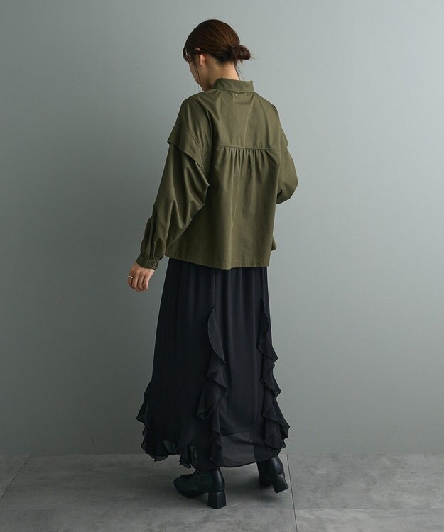 CRAFT STANDARD BOUTIQUE パネルデザインワイドシャツ Khaki