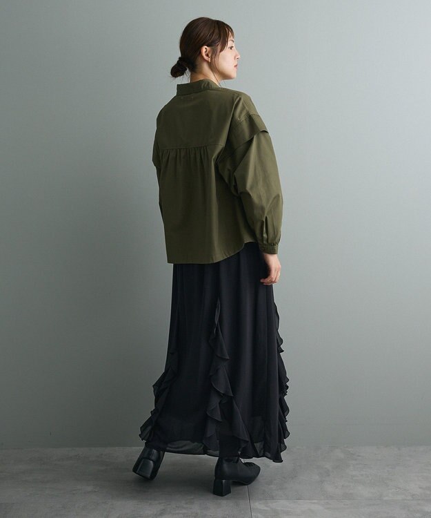 CRAFT STANDARD BOUTIQUE パネルデザインワイドシャツ Khaki