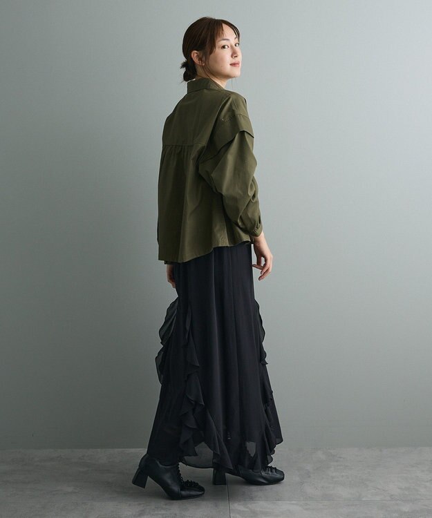 CRAFT STANDARD BOUTIQUE パネルデザインワイドシャツ Khaki