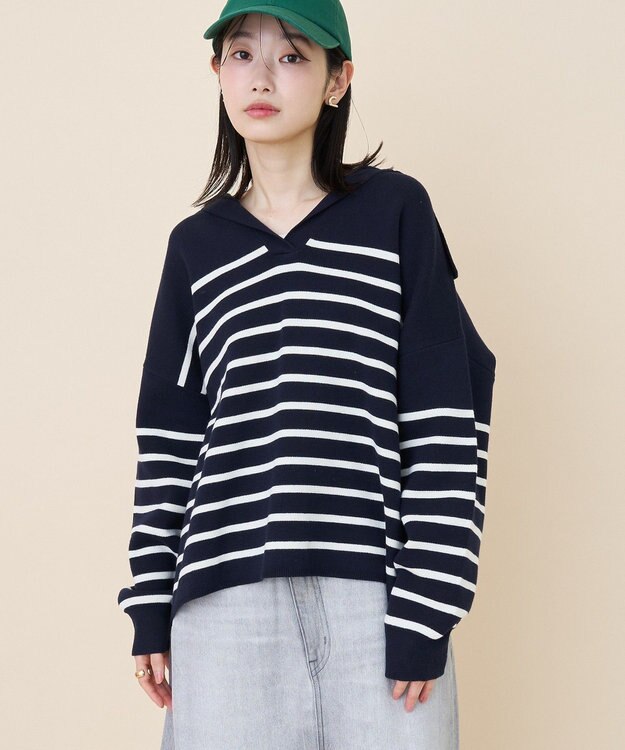AMERICAN HOLIC セーラーカラーニットプルオーバー Navy