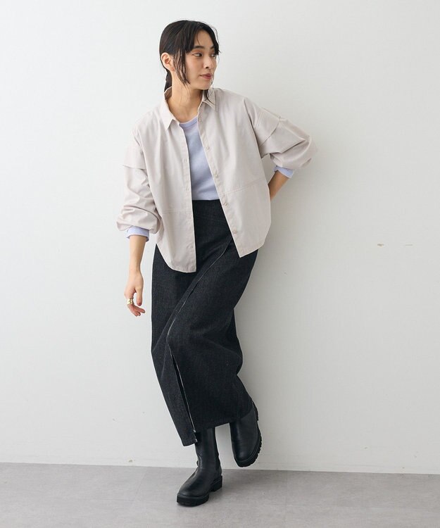 CRAFT STANDARD BOUTIQUE パネルデザインワイドシャツ Light Gray