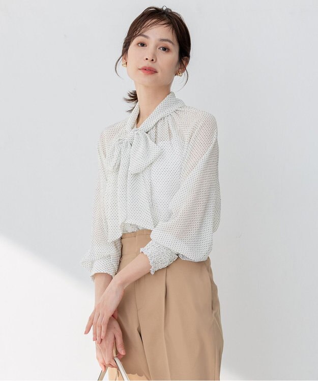 組曲 【前後着用可】サッカードビードットプリント ブラウス アイボリー系5